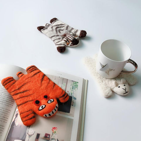 HoneyCherry Cute Animal Wool Felt Coaster Cartoon Shape Table-TB00794-Veeddydropshipping