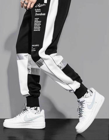 Casual Men Ribbons Harem Jogging Letter Pants Male-Veeddydropshipping