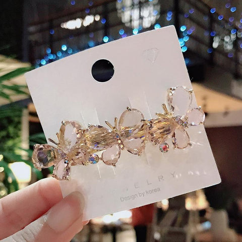 Korean Purple Crystal Butterfly Hair Jewelry -JW00539-Veeddydropshipping