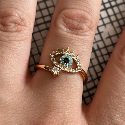 Lucky Eye Rings For Women Opening Adjustable Stainless Steel Ring -JW01392-Veeddydropshipping