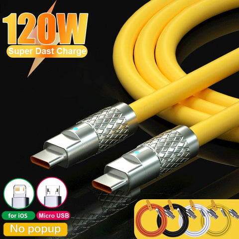 120W 6A Super Fast Charge Type-C Liquid Silicone Cable Quick Charge USB Cable-PA00398-Veeddydropshipping
