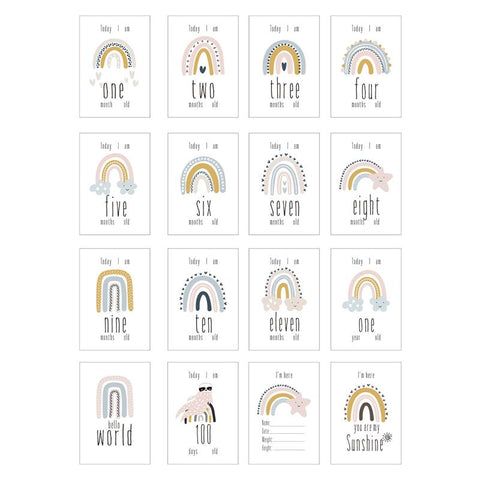 16Pc Baby Milestone Cards Month Sticker Baby Photography Milestone-TB00778-Veeddydropshipping