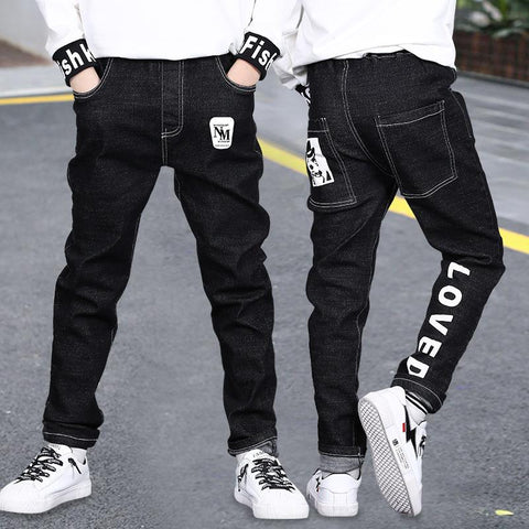 Casual Big Boys Jeans Pants Autumn Washing Black Denim Trousers Kids-TB01294-Veeddydropshipping