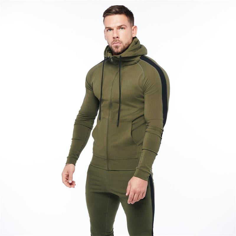 Cotton Zip Hoodie Colorblock Solid Color Casual-Veeddydropshipping