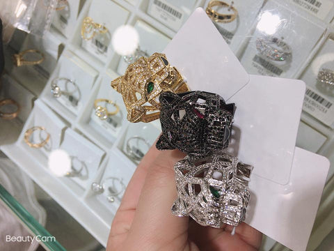 jewelry Silver plated color leopard animal finger rings -JW00394-Veeddydropshipping