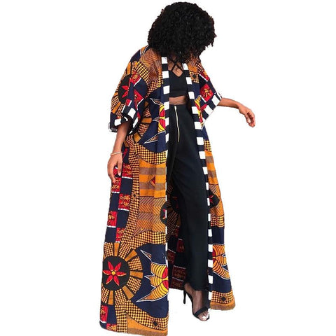 African Floral Print Dashiki Cardigan Women-WF01513-Veeddydropshipping
