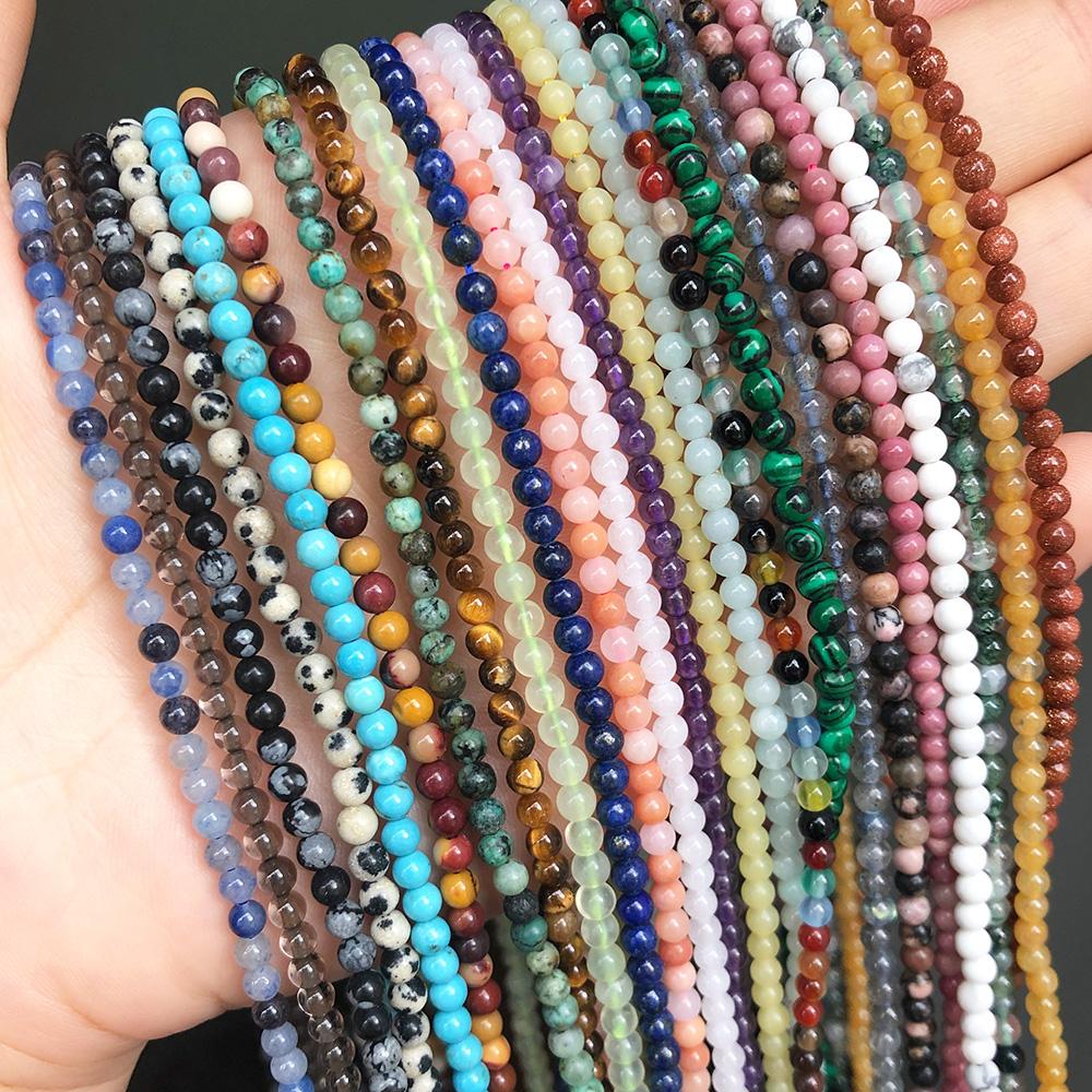 Natural Agates Quartz  Crystal Stone Beads Round  For Jewelry -JW01467-Veeddydropshipping