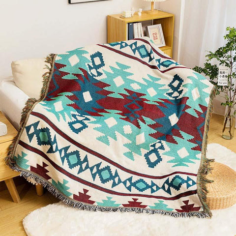 Plaid Knitted Blanket Tassel Bohemian Sofa Blankets-HA00430-Veeddydropshipping