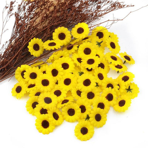Mini Silk Sunflower Artificial Daisy Flower Head-HA00712-Veeddydropshipping