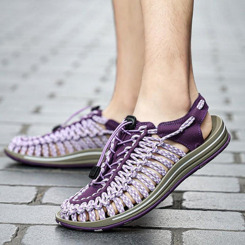 Handmade Weaving Design Beach Shoes Breathable Casual Flat-BS00826-Veeddydropshipping