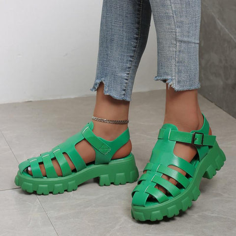 Bottom Roman Womens Sandals Buckle Womens Shoes Non-slip-BS00823-Veeddydropshipping