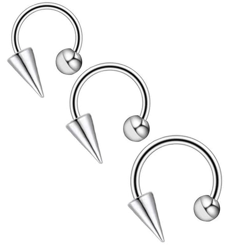 Titanium Steel C Shape Piercing Lip Ring  Spike Lip Stud -JW01356-Veeddydropshipping