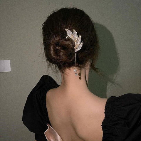 Elegant U Shape Rhinestone Hairpins Hair Sticks  -JW00549-Veeddydropshipping