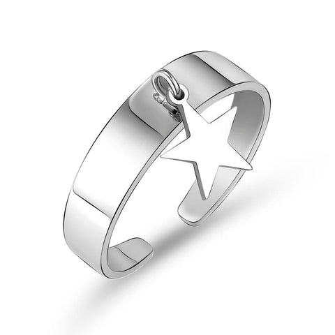 Wholesale Star Pendant Rings  Stainless Steel Classic Open Ring-JW01409-Veeddydropshipping