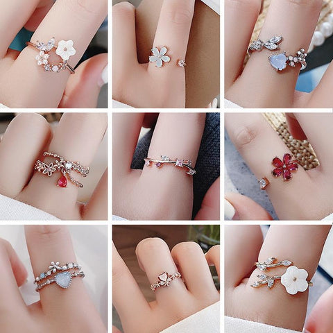 Crystal Zircon Rings Open Rings Wedding Engagement Jewelry  -JW00558-Veeddydropshipping