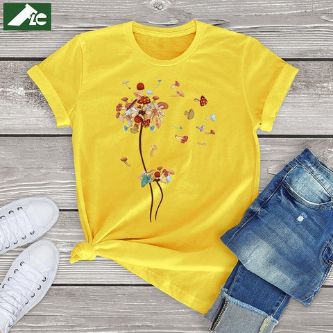Dandelion Mushroom T Shirts for Women Clothing-WF00012-Veeddydropshipping