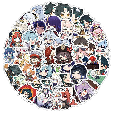10/30/60Pcs Anime Genshin Impact Stickers Cute for Toys DIY Scrapbook-TB01638-Veeddydropshipping