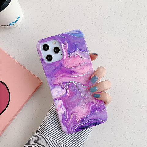 Laser Gradual Color Marble Phone Case For iphone 14 Pro Max 13 Pro 12 11 14 Plus-PA00183-Veeddydropshipping
