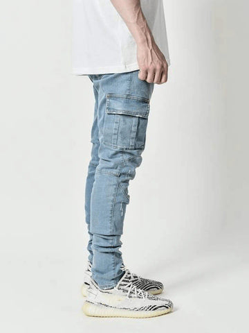 Denim Trousers Multi Pocket Cargo Jeans Men New-MF00536-Veeddydropshipping