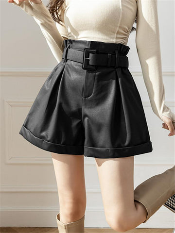PU Faxu Leather Women Shorts Pants-WF00590-Veeddydropshipping