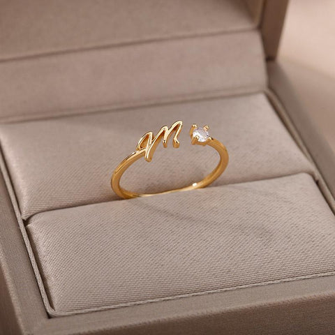Letter Rings Letter Finger Adjustable A-Z Ring Boho Aesthetic Jewelry-JW00131-Veeddydropshipping