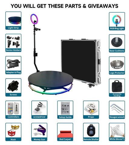 Portable 360 Photo Booth Automatic 360 Booth For Video Events 360 Booth -CE00364-Veeddydropshipping