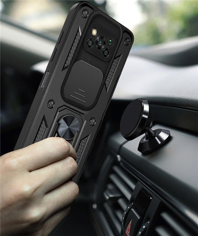For Xiaomi Pocophone Poco X3 NFC Case Camouflage Magnetic Car Holder Ring Shockproof Armor-PA00308-Veeddydropshipping