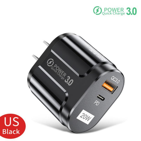 USB Fast Charger 20W PD Fast Charging QC3.0 Mobile Phone Charger-PA00028-Veeddydropshipping