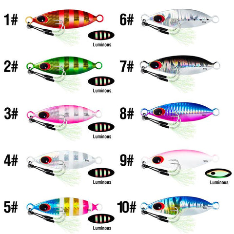 10g 20g 30g 40g 60g Metal Jig Spoon Sinking Hard Lure Artificial Bait Shore Slow Jigging -OS00422-Veeddydropshipping