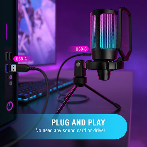 Ampligame USB Microphone for Gaming Streaming with Pop Filter Shock Mount&amp-CE01037-Veeddydropshipping
