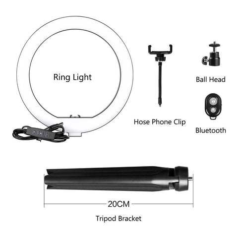 10inch LED Ring Light Cellphone Holder 10 Adjustable Brightness 3-Colored Circle-PA00815-Veeddydropshipping