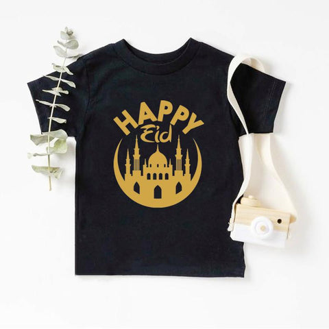 Happy Eid Print Children&#39;s Clothes Summer Boys Girls T-shirt Eid Mubarak-TB00944-Veeddydropshipping