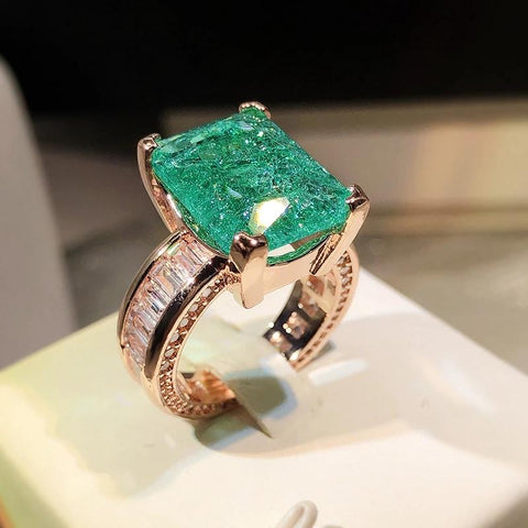 18K Gold Emerald Couples Ring For Women Full Diamond Zircon-JW00021-Veeddydropshipping