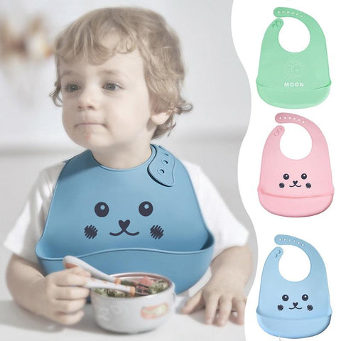 Soft and waterproof baby silicone scarf cute cartoon print baby-TB00717-Veeddydropshipping