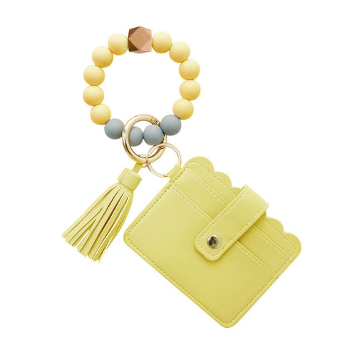 Ring Key Chain with Beaded Bracelet and Card Bag-BS00626-Veeddydropshipping