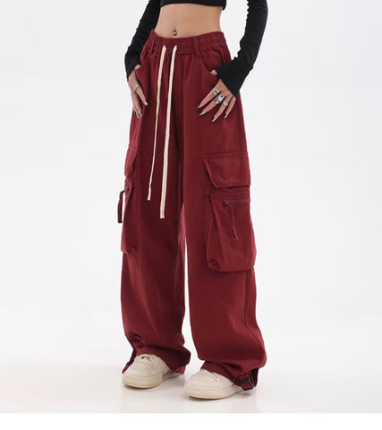 Vintage Women Cargo Pants Low Waist Trousers-WF00510-Veeddydropshipping