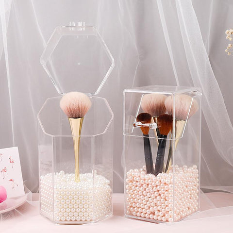 Pearl Cosmetic Brush Holder Acrylic Cosmetic Container-HA00832-Veeddydropshipping