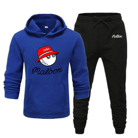 Malben Golf Wear Men's Fleece Hoodie + Pants Winter 2022  Jacket Fashion Casual -OS00635-Veeddydropshipping