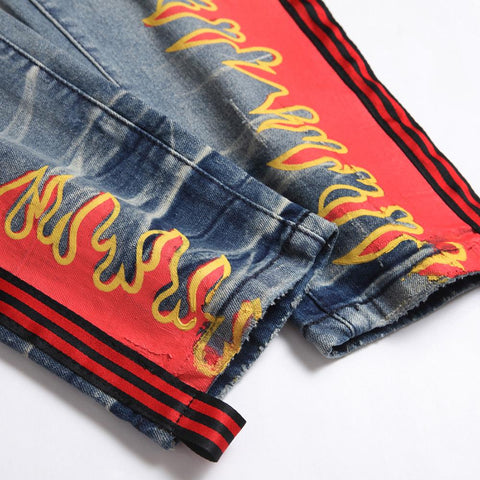 Painted Jeans Slim Straight Stretch Denim Pants Vintage-MF00586-Veeddydropshipping