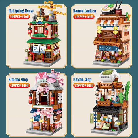 1608pcs Mini City Street View House Japanese Store 4 in 1 Model Building-TB01485-Veeddydropshipping