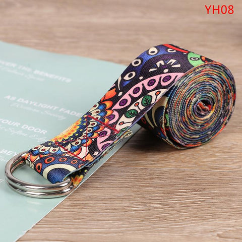 Colored Printed Adjustable Yoga Belt Yoga Stretch Belt Washable-OS01482-Veeddydropshipping
