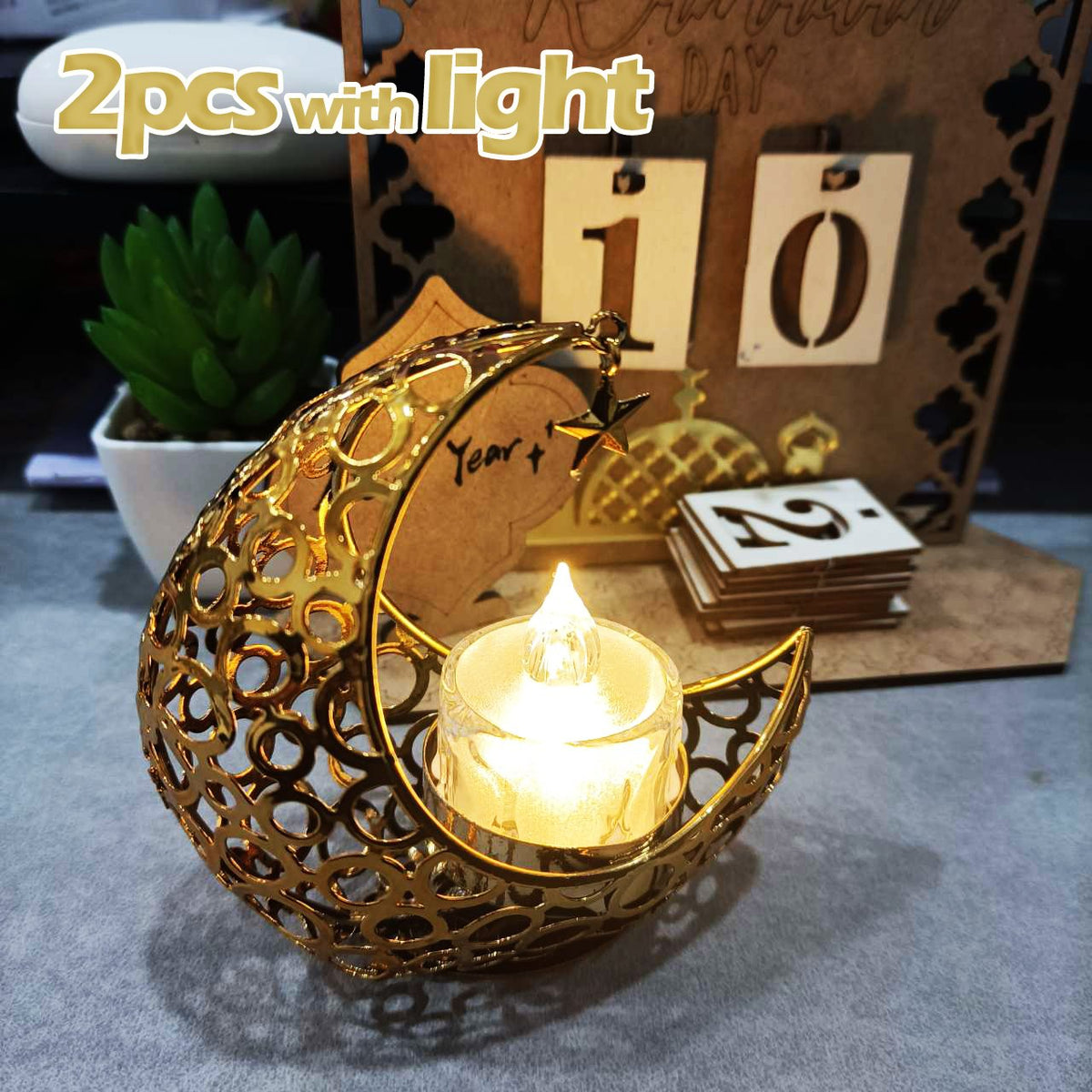 Mubarak Candle Holder Banner Ramadan Decoration-HA00583-Veeddydropshipping