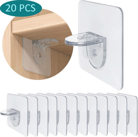 Adhesive Closet Cabinet Shelf Support Clip Wall Hanger-HA00865-Veeddydropshipping
