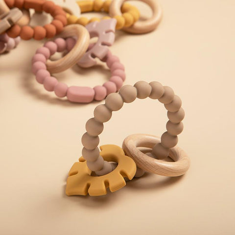3 in 1 Baby Leaves Pendant Bracelet Teething Wood Ring Food Grade-TB00809-Veeddydropshipping
