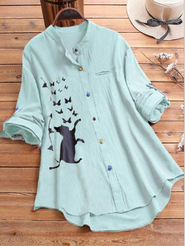 S-5XL Loose Linen Maternity Blouses Long Sleeve Nursing Tops Shirts For Pregnant-TB00581-Veeddydropshipping