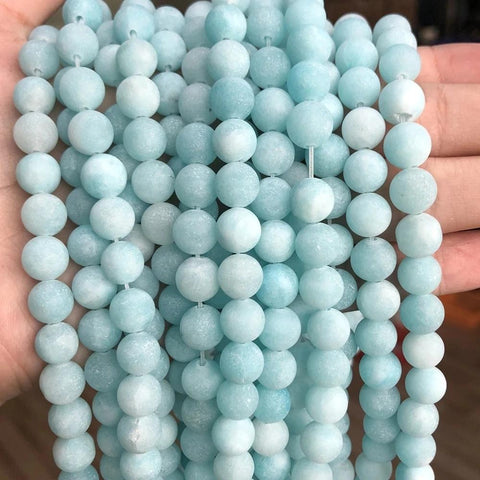 Natural Stone Matte Round Beads for Jewelry Making  Perles-JW01498-Veeddydropshipping