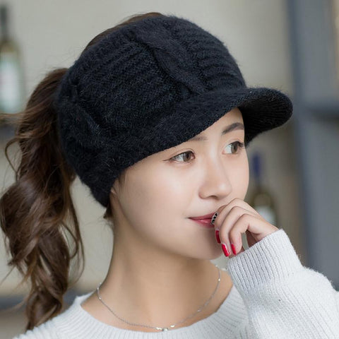 Baseball Caps Women Twist Knit Hats-WF01356-Veeddydropshipping