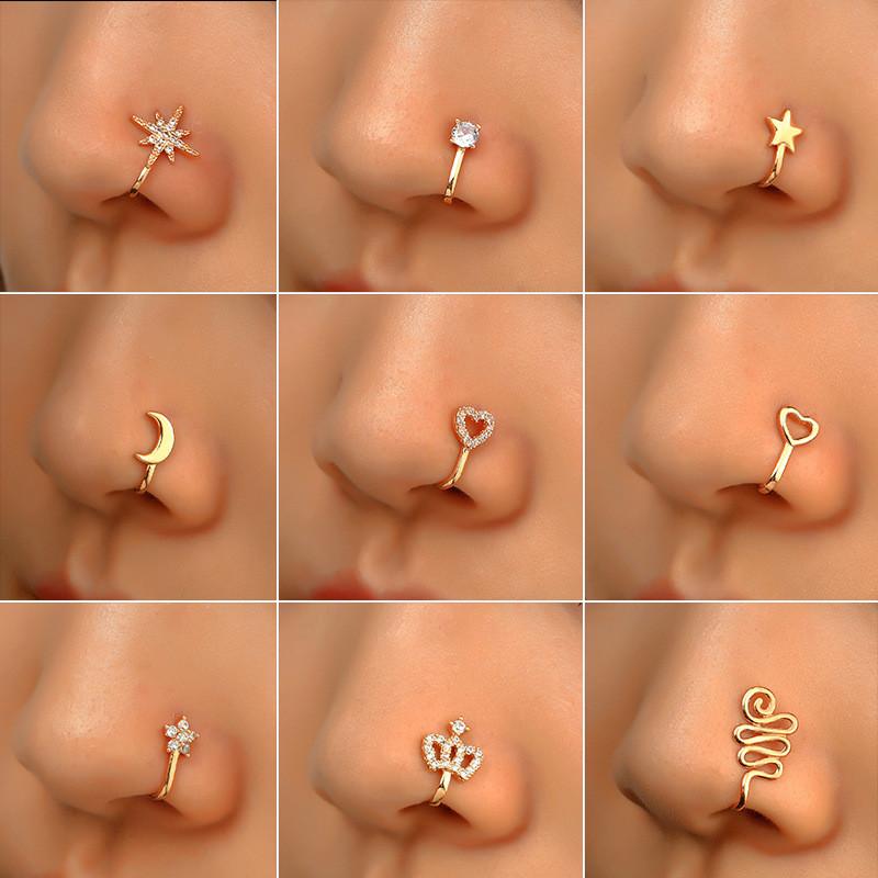 Crystal Nose Piercing Body Jewelry Floral Nose Hoop Nostril Nose Ring-JW01377-Veeddydropshipping