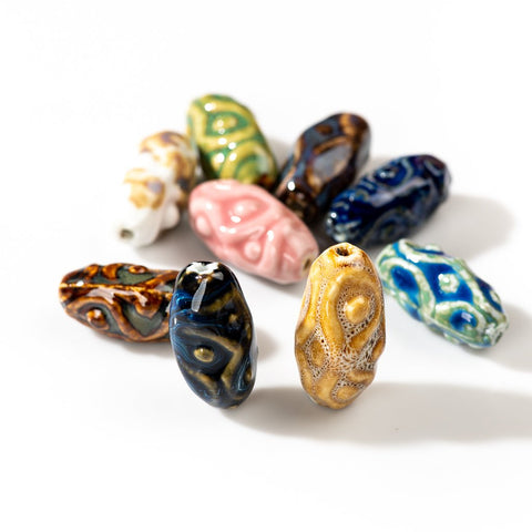 Irregular Special Shape Pendant Ceramic Retro Beads For Jewelery -JW01463-Veeddydropshipping
