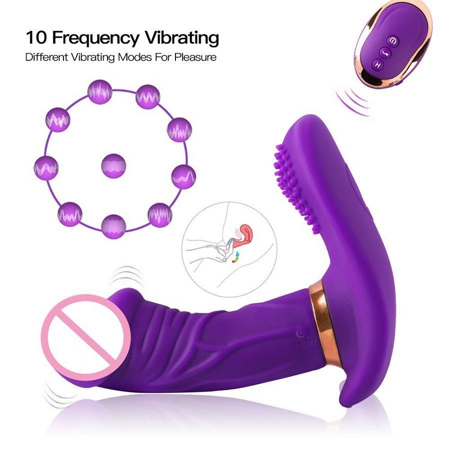 Butterfly Remote Control Female Sexy Toy  Vibrator Massager Sex Toy with Pseudopenis -BH01165-Veeddydropshipping